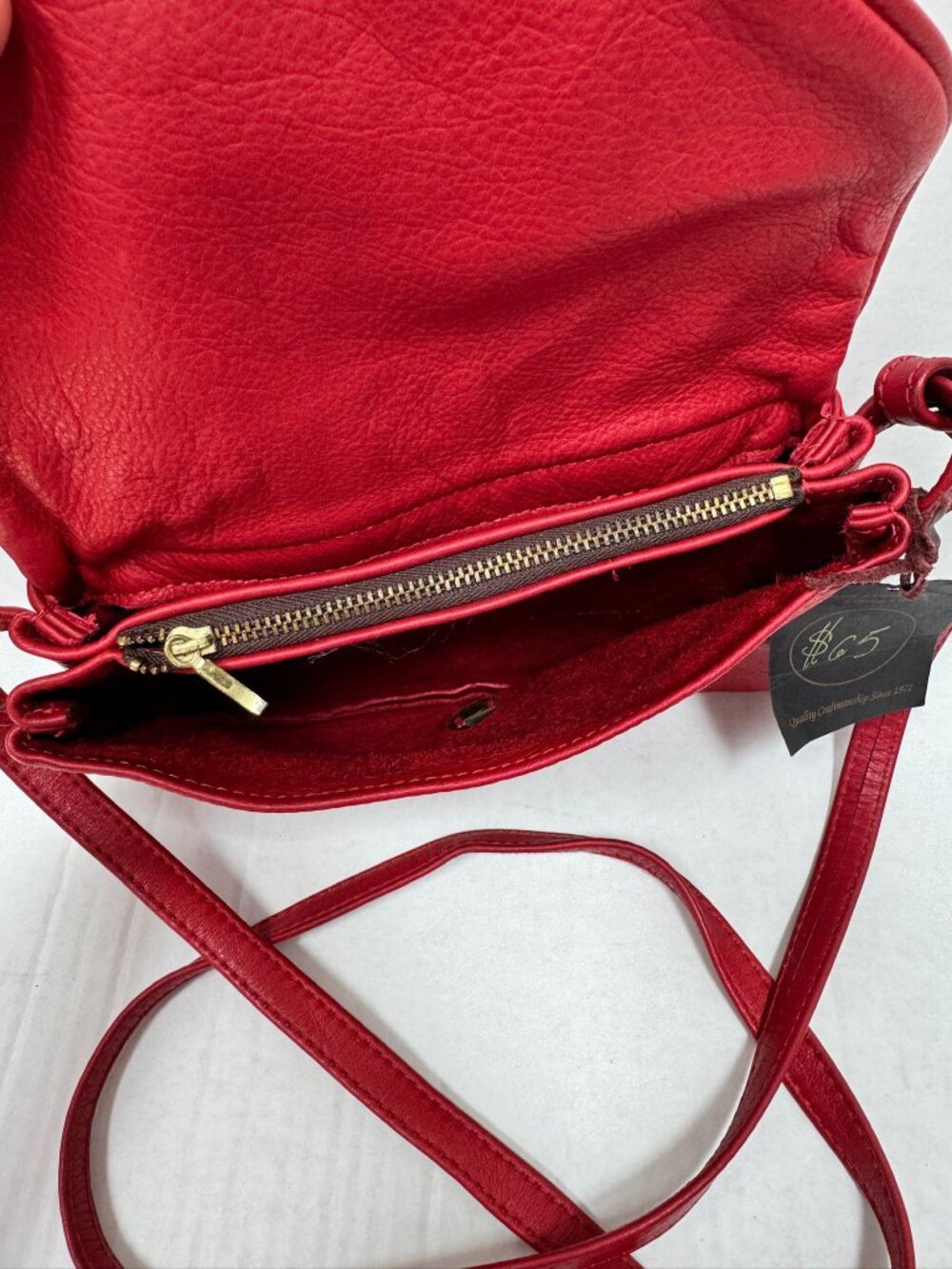 Morven Leather Designs Red Leather Crossbody Purse Handmade USA Copley Ohio - Picture 4 of 10